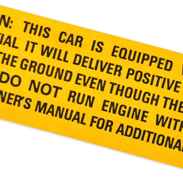 1977 Pontiac Full Size ANTI SPIN CAUTION DECAL GM 587514 EACH | DT0224