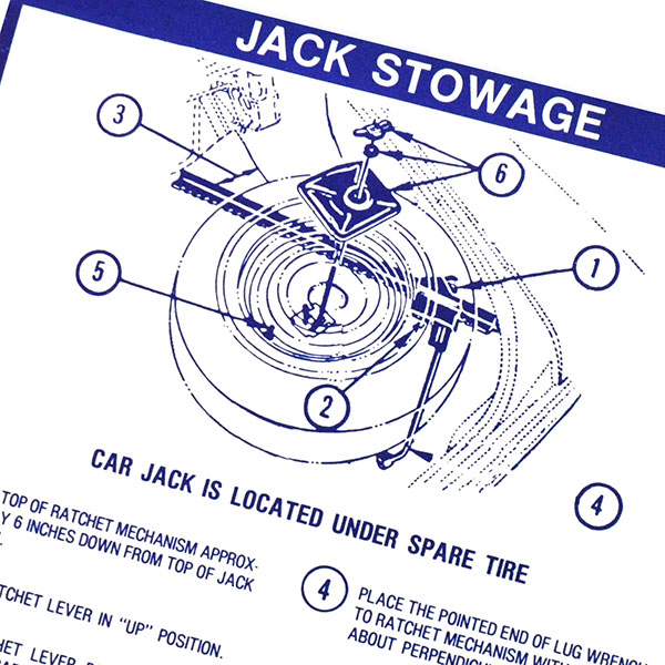 1967 Pontiac GTO/LeMans/Tempest JACK STOWAGE DECAL CONVERTIBLE EACH | DT0212