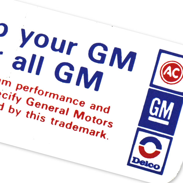 1976 Pontiac GTO/LeMans/Tempest V8-2V KEEP YOUR GM CAR ALL GM DECAL EY8995165 EACH | DT0341