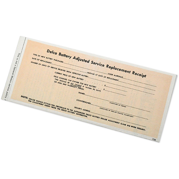 1938 Pontiac Full Size PONTIAC OWNERS DELCO BATTERY WARRANTY AND ADJUSTMENT SERVICE POLICY EA | DT0270