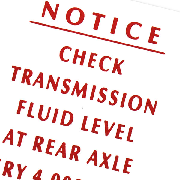 1963 Pontiac GTO/LeMans/Tempest TRANSMISSION NOTICE DECAL TEMPEST EACH | DT0266