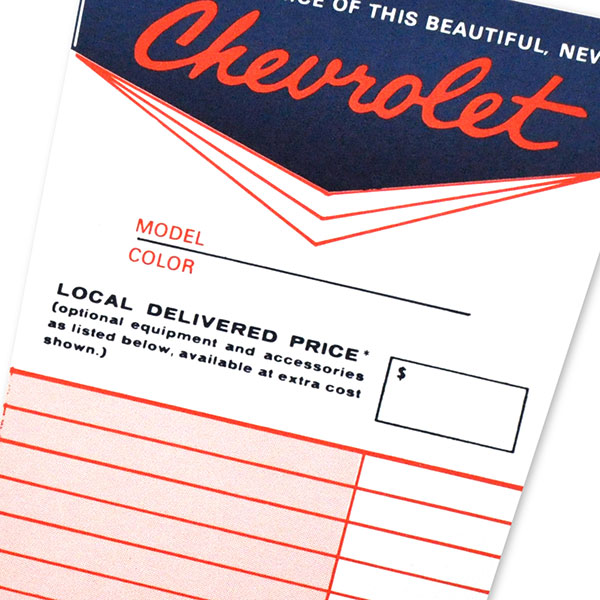 1963 Chevrolet Impala/Caprice/Bel Air DEALER INSTALLED ACCESSORY WINDOW STICKER EACH | DC0090