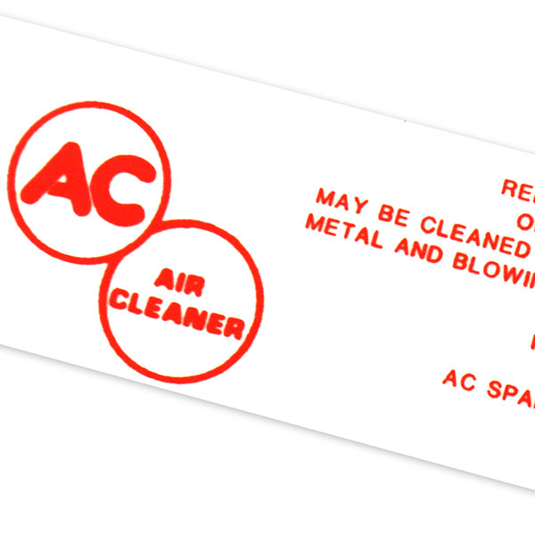 1958 Pontiac Full Size V8-2V AIR CLEANER SERVICE INSTRUCTION DECAL RED A63C EACH | DT0247