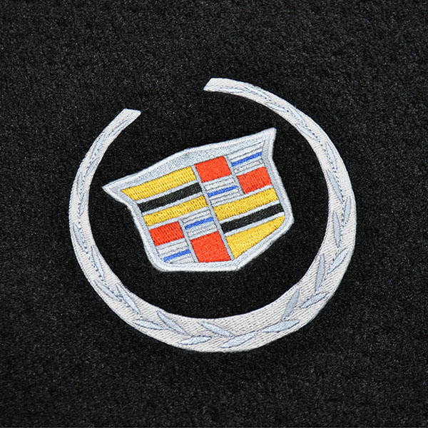 2011 Cadillac Cars FLOOR MATS PLUSH STYLE CARPET BLACK WITH EMBROIDERED CREST LOGO â€“ 4PC SET | IN3562D