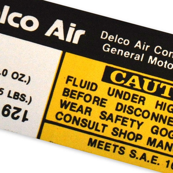 1979 Pontiac GTO/LeMans/Tempest DELCO AIR CONDITIONING COMPRESSOR DECAL GM 1131129 EACH | DT0807