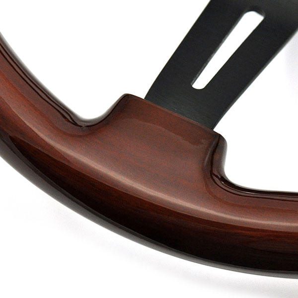 1965 Chevrolet El Camino AFTERMARKET STEERING WHEEL (WOOD WHEEL WITH BLACK ANODIZED SPOKES, 14'' OUTSIDE DIAMETER) - INCLUDES BRUSHED SILVER CHEVY 