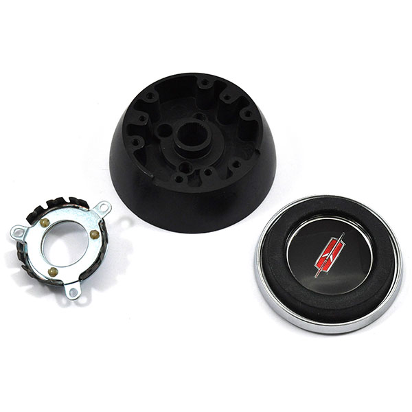 1969 Oldsmobile Cutlass/442/F85 AFTERMARKET STEERING WHEEL KIT (WOOD WHEEL WITH BLACK ANODIZED SPOKES, 14 | ST0591T