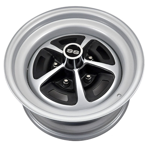 1969 Chevrolet Nova/Chevy II 15-7 (2) / 15-8 (2) SILVER & BLACK PAINTED SS WHEEL SET | WT8486Z