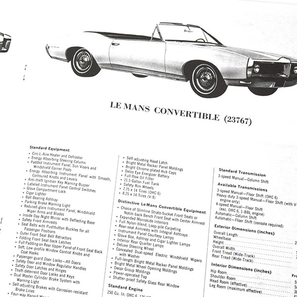 1968 Pontiac GTO/LeMans/Tempest ILLUSTRATED FACTS & FEATURE MANUAL | MP0238