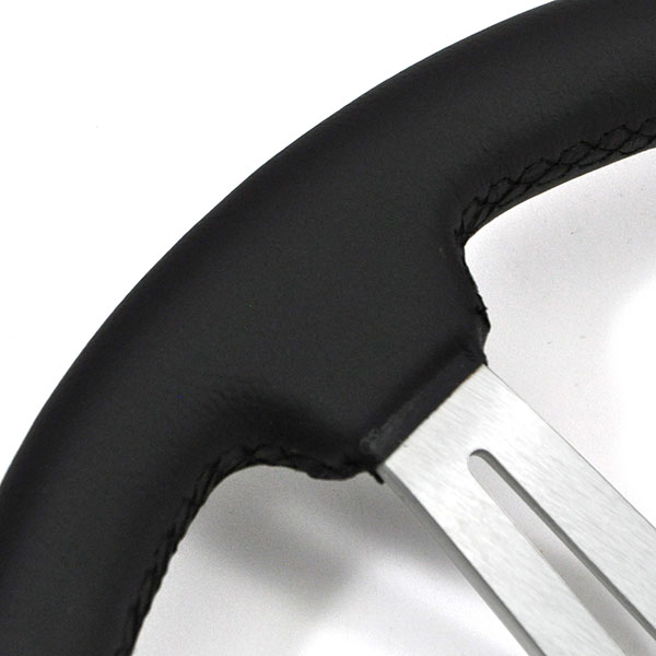 1981 Oldsmobile Cutlass/442/F85 AFTERMARKET STEERING WHEEL KIT (BLACK LEATHER WHEEL WITH BRUSHED SILVER SPOKES, 14 | ST3225T