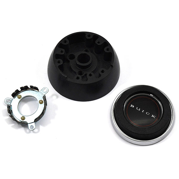 1969 Buick Full Size & Riviera AFTERMARKET STEERING WHEEL KIT (BLACK LEATHER WHEEL WITH BRUSHED SILVER SPOKES, 14 | ST3256S
