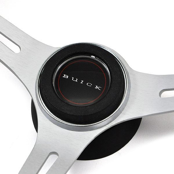 1973 Buick Skylark/GS/Regal/GN AFTERMARKET STEERING WHEEL KIT (BLACK LEATHER WHEEL WITH BRUSHED SILVER SPOKES, 14 | ST3256S