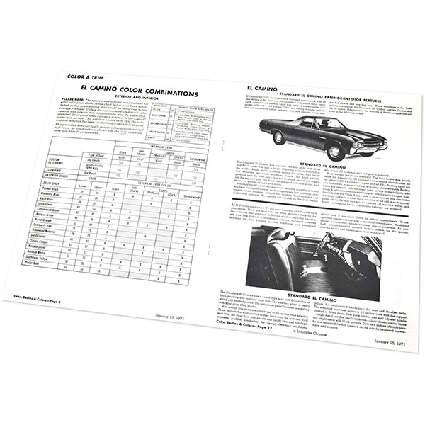 1971 Chevrolet El Camino FACTS & FEATURE MANUAL | MP0248