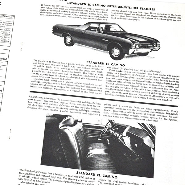 1971 Chevrolet El Camino FACTS & FEATURE MANUAL | MP0248