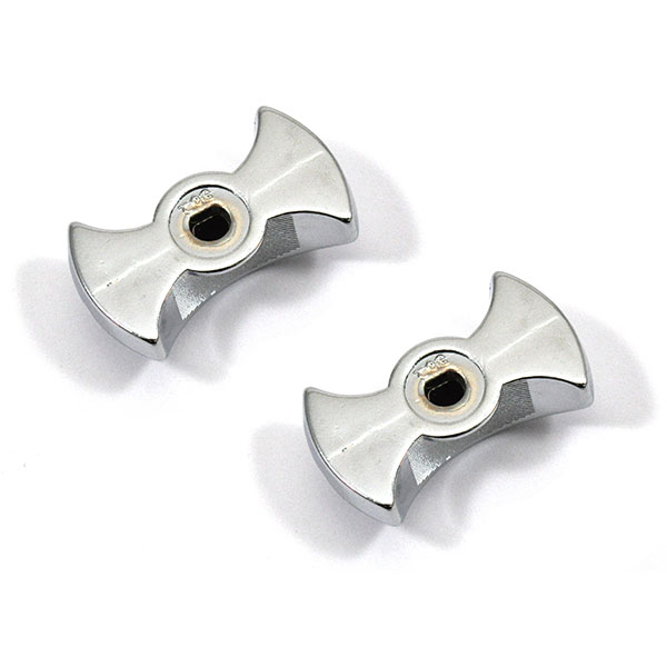 1968 Oldsmobile Cutlass/442/F85 RADIO OUTER KNOBS CHROME WITH BLACK STRIP - PAIR | RD2308T