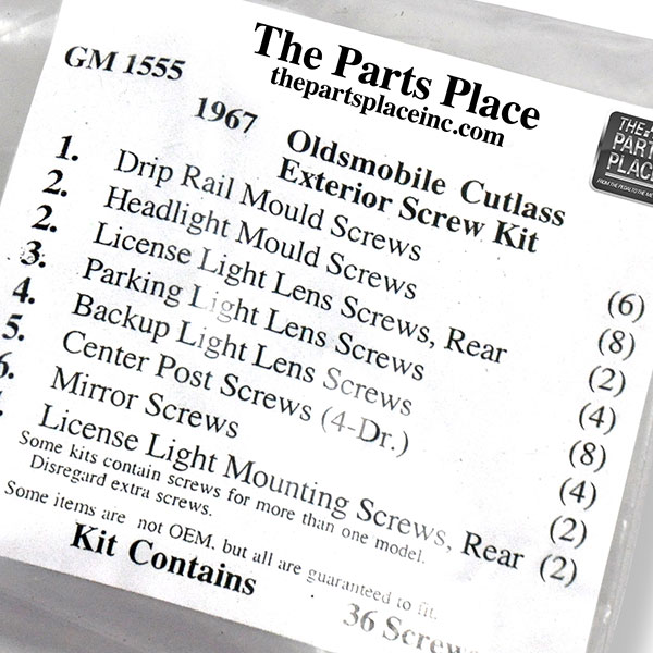 1966 Oldsmobile Cutlass/442/F85 EXTERIOR SCREW KIT (1555) | GM1555