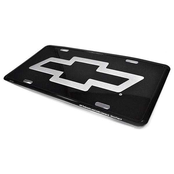 1965 Chevrolet Nova/Chevy II ACCESSORY LICENSE PLATE - BLACK BACKGROUND WITH SILVER CHEVY BOWTIE | BK1002C