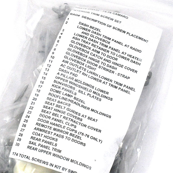 1976 Chevrolet Camaro INTERIOR TRIM SCREW KIT (270122) | GM270122