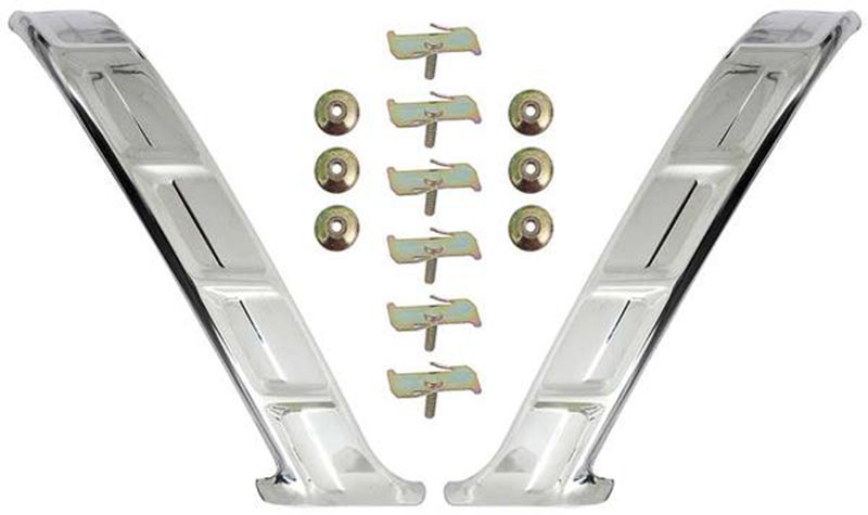 1956 Chevrolet Full Size up to 1957 REAR QUARTER UPPER PAINT DIVIDER MOLDINGS; STAINLESS STEEL GM 748693 - PAIR | 748693