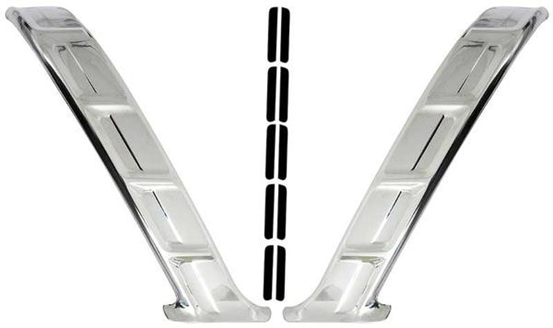 1956 Chevrolet Full Size up to 1957 REAR QUARTER UPPER PAINT DIVIDER MOLDINGS; STAINLESS STEEL GM 748693 - PAIR | 748693