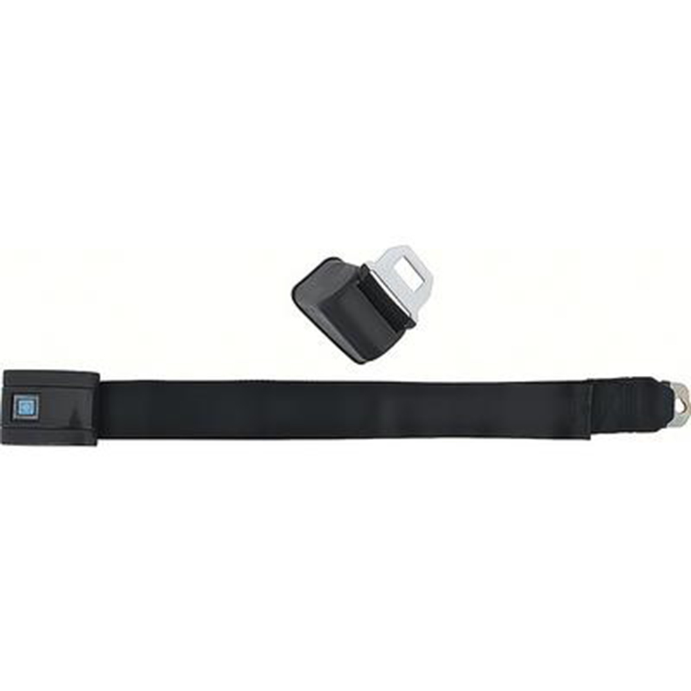 1972 Chevrolet Chevelle/Malibu FRONT BUCKET SEAT BELT ASSEMBLY; RH; STANDARD; SILVER STARBURST BLUE BUTTON; BLACK BELT | 154674