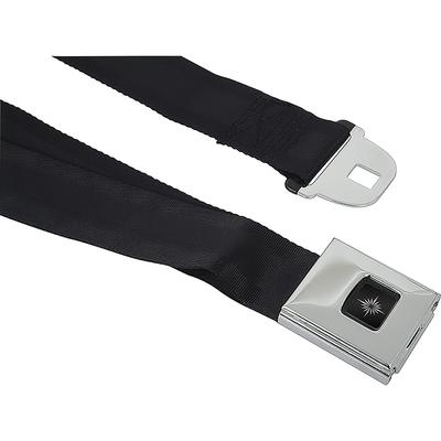 1969 Pontiac Firebird/TransAm REAR SEAT BELT; DELUXE INTERIOR; SILVER STARBURST BUTTON; BLACK BELT | 154676