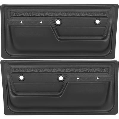 1972 GM Truck DELUXE INTERIOR DOOR PANELS; WITH UPPER SCROLL DESIGN; BLACK; PAIR | IN10110K
