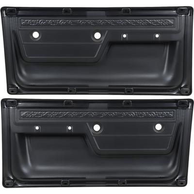 1972 GM Truck DELUXE INTERIOR DOOR PANELS; WITH UPPER SCROLL DESIGN; BLACK; PAIR | IN10110K