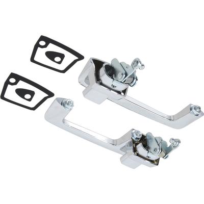 1970 Mopar Dodge/Chrysler/Plymouth FRONT OUTER DOOR HANDLE SET; WITH CHROME BUTTONS; MOUNTING HARDWARE | XP10008J