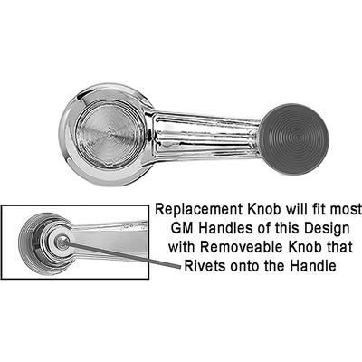 1971 Chevrolet Corvette WINDOW HANDLE KNOB SET; WITH RIVETS; FOR DOORS OR QUARTER WINDOW; BLACK; PAIR | IN10242Z