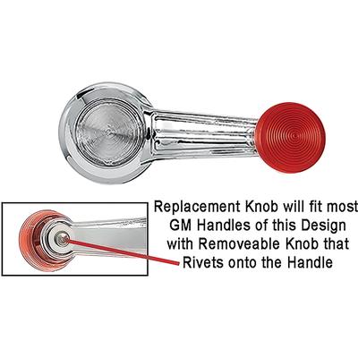 1981 Chevrolet Corvette WINDOW HANDLE KNOB SET; WITH RIVETS; FOR DOORS OR QUARTER WINDOW; RED; PAIR | IN10059Z