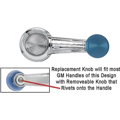 1975 Chevrolet Corvette WINDOW HANDLE KNOB SET; WITH RIVETS; FOR DOORS OR QUARTER WINDOW; MED BLUE; PAIR | IN10060Z