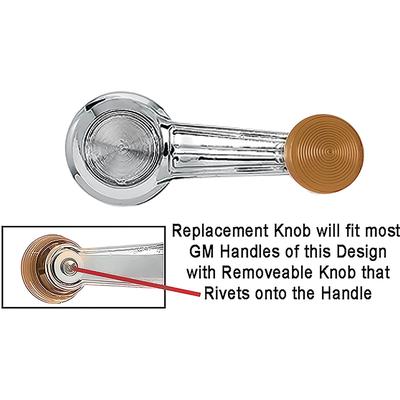 1972 Chevrolet Nova/Chevy II WINDOW HANDLE KNOB SET; WITH RIVETS; FOR DOORS OR QUARTER WINDOW; LIGHT SADDLE; PAIR | IN10062Z