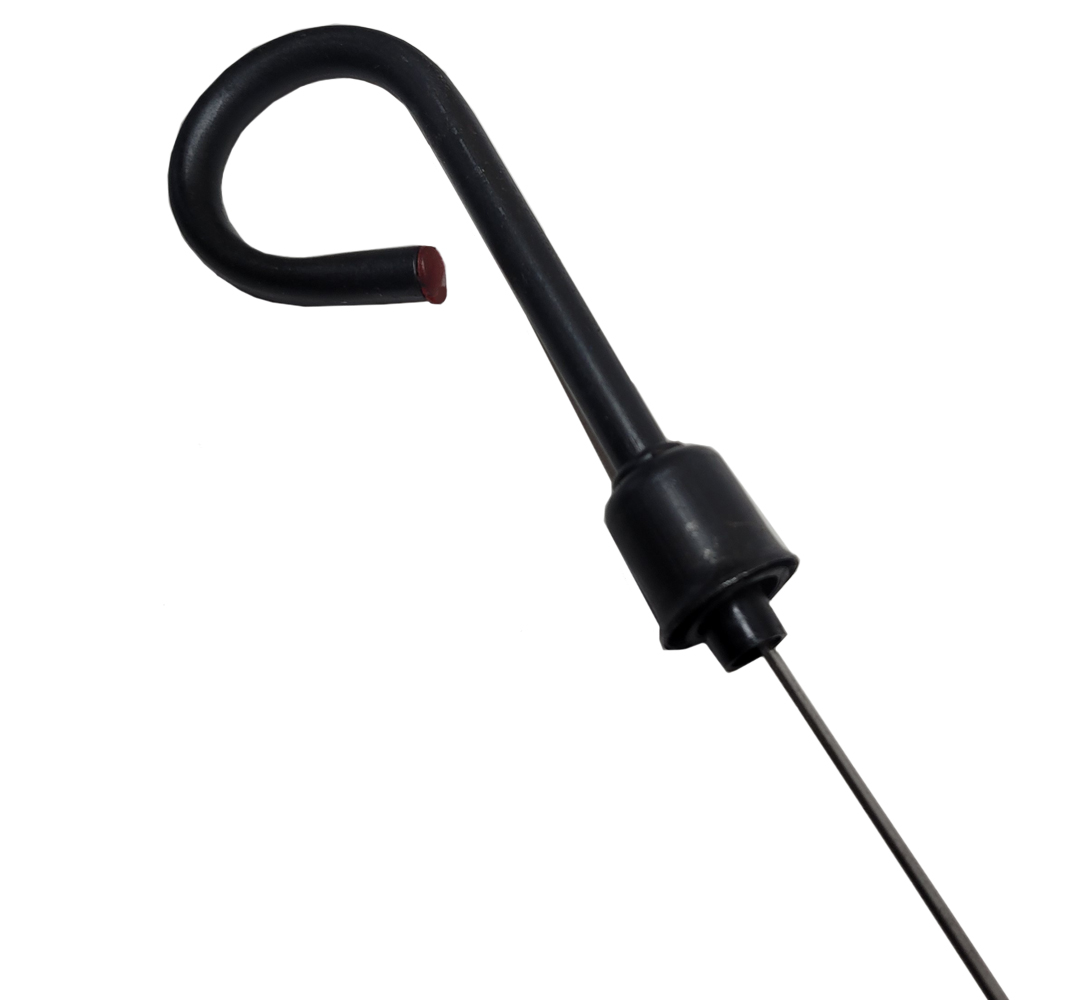 1975 Oldsmobile Cutlass/442/F85 DIPSTICK WITH 400 OR 455 ENGINE - FACTORY FIRST DESIGN DIPSTICK WITH #400714 STAMPED ON IT. HANDLE HAS RED PLASTIC TIP. | EN2506T