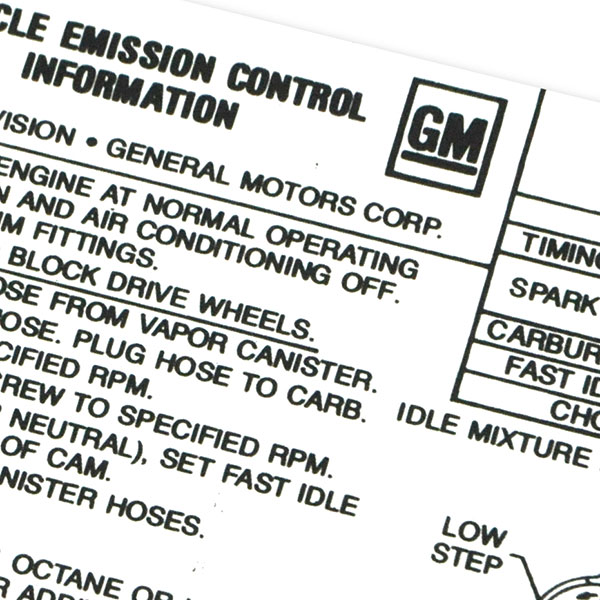 1971 Oldsmobile Cutlass/442/F85  455-4V AT E BODY EMISSION DECAL OH (D00133) | DC1984T