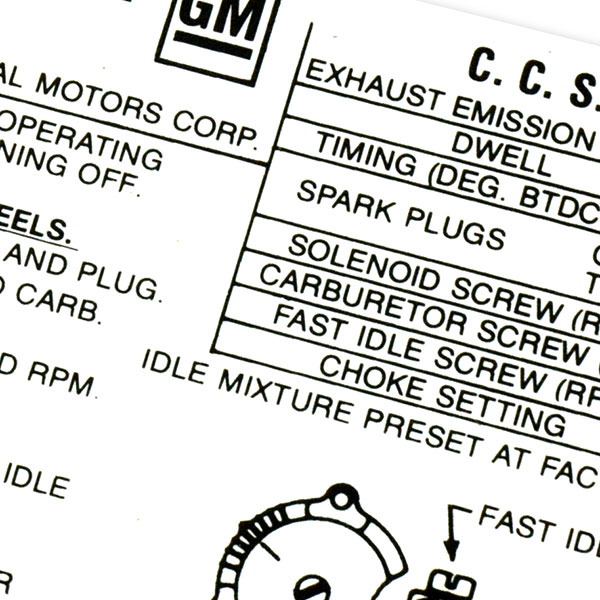 1972 Oldsmobile Cutlass/442/F85  350-2V AT/MT AB BODY EMISSION DECAL SA (D00102) | DC1988T