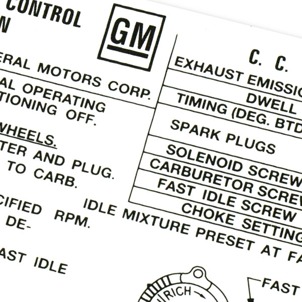1972 Oldsmobile Cutlass/442/F85  455-4V AT/MT W-30 442 EMISSION DECAL SG (D00101) | DC1993T