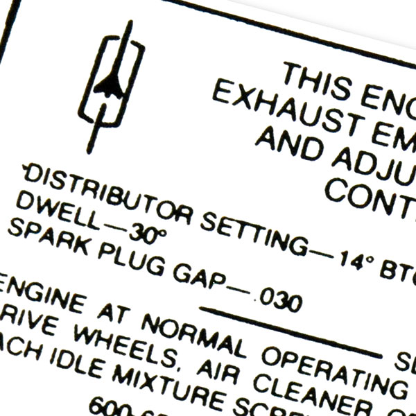 1969 Oldsmobile Cutlass/442/F85  400-4V AT/MT W-30 EMISSION DECAL OY (D00074) | DC1957T
