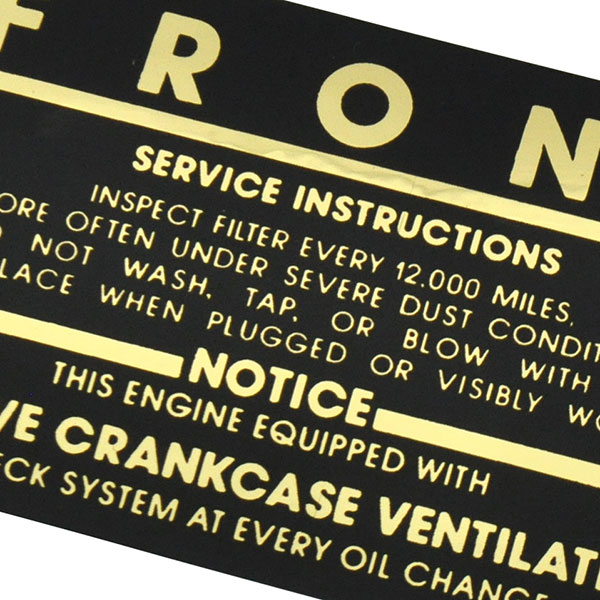 1965 Chevrolet Nova/Chevy II 327 TURBO-FIRE 250/300 HP AIR CLEANER SERVICE DECAL 6420903 | DC0668