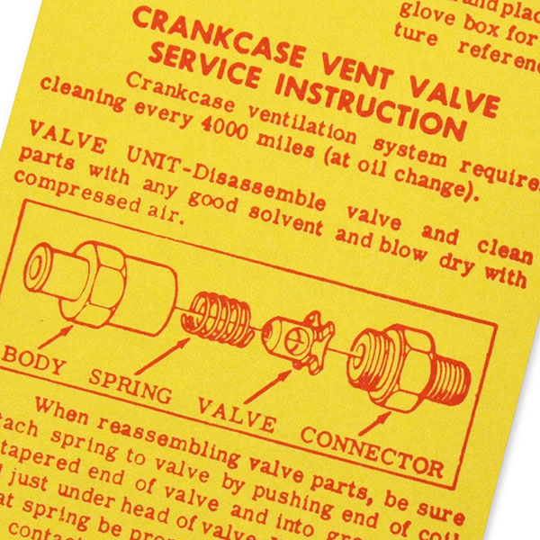 1960 Chevrolet Nova/Chevy II CRANKCASE VENT INSTRUCTION TAG 3781283 EACH | DC0559