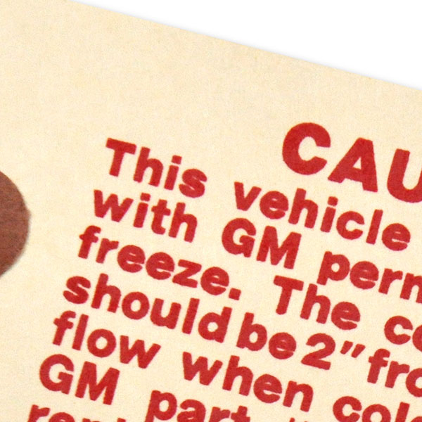 1964 Chevrolet Nova/Chevy II ANTIFREEZE CAUTION TAG (DC0416) | DC0416