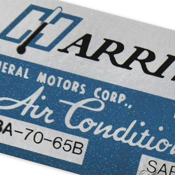 1965 Chevrolet Nova/Chevy II HARRISON AIR CONDITIONER EVAPORATOR BOX DECAL EBA-70-65B EACH MADE IN THE USA | DC0546