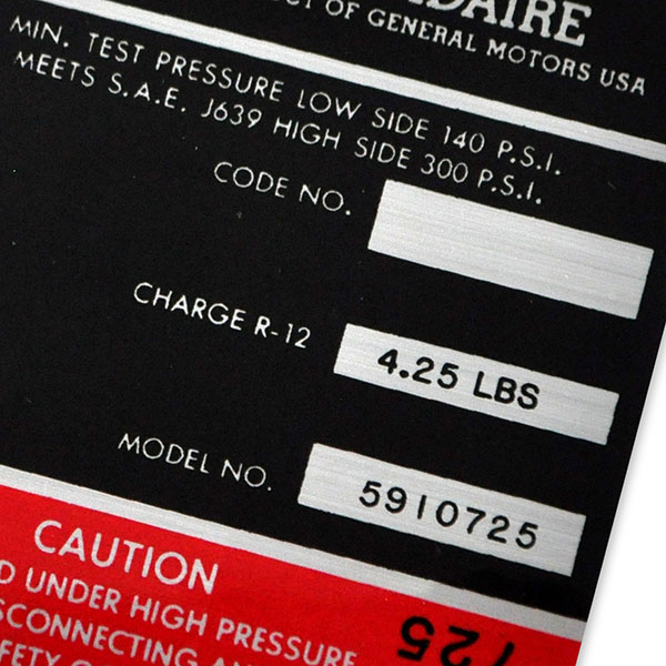 1968 Chevrolet Nova/Chevy II FRIGIDAIRE AIR CONDITIONER COMPRESSOR DECAL RED 5910725 EACH | DC0605