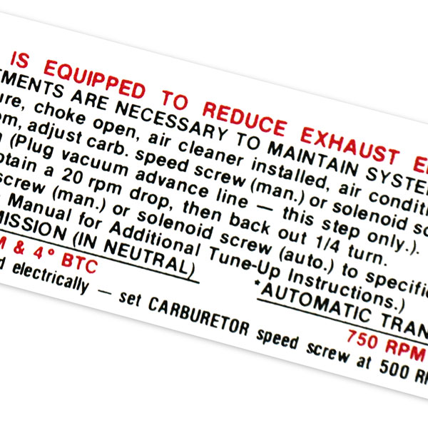 1969 Chevrolet Nova/Chevy II 396-375 HP AT/MT EMISSION DECAL (DC0446) | DC0446