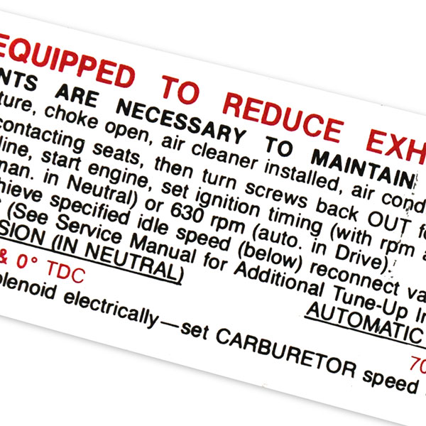 1970 Chevrolet Nova/Chevy II EARLY 1970 250 HP AT/MT EMISSION DECAL DN3980207 EA | DC0382