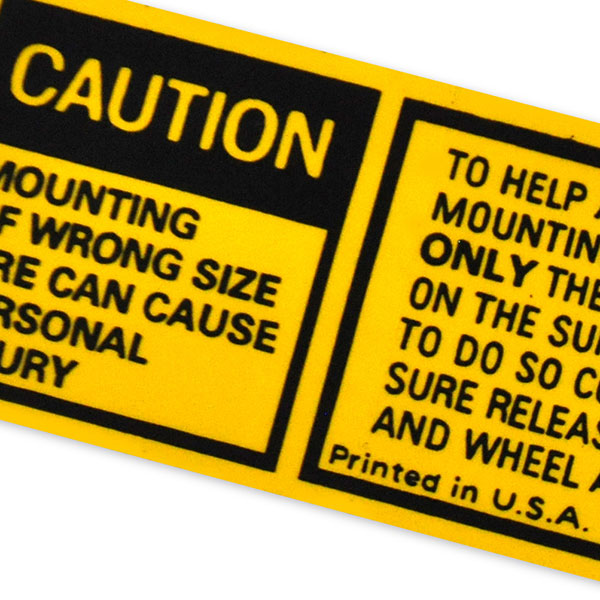 1982 Chevrolet Nova/Chevy II WRONG SIZE TIRE WARNING DECAL GM 14018220 EACH | DC0525