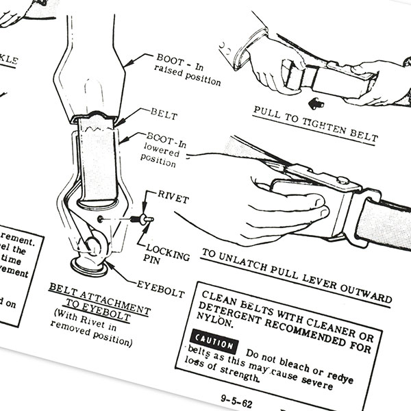 1962 Chevrolet Nova/Chevy II CAR / TK SEAT BELT INSTRUCTION CARD 3817320 EACH | DC0187