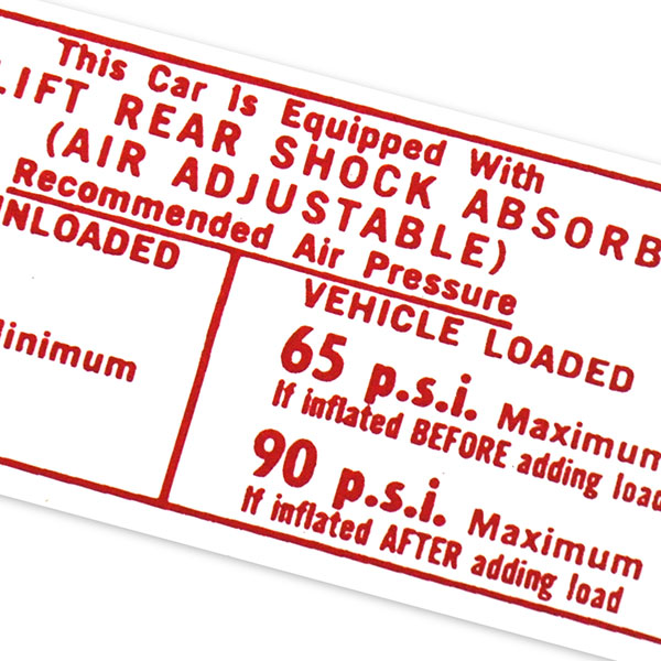 1974 Chevrolet Nova/Chevy II AIR SHOCK INSTRUCTION DECAL 9798761 EA | DC0662