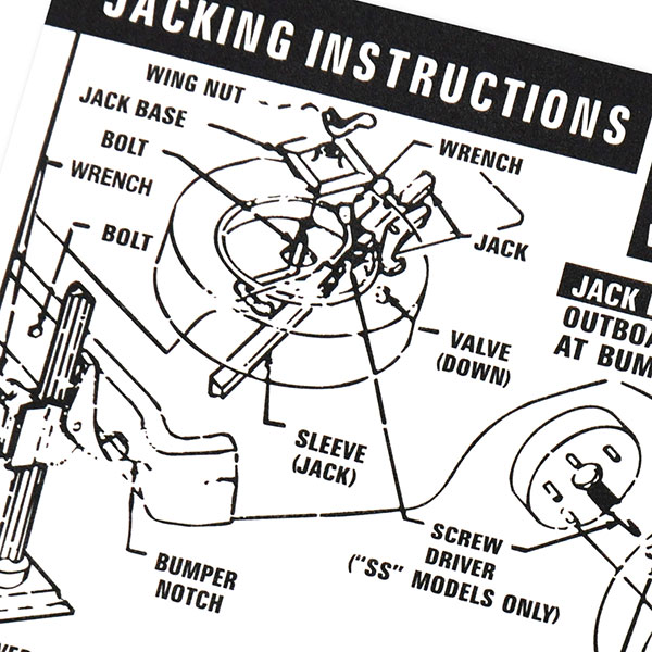 1970 Chevrolet Nova/Chevy II JACK INSTRUCTIONS SS GM 3956789 | DC0413