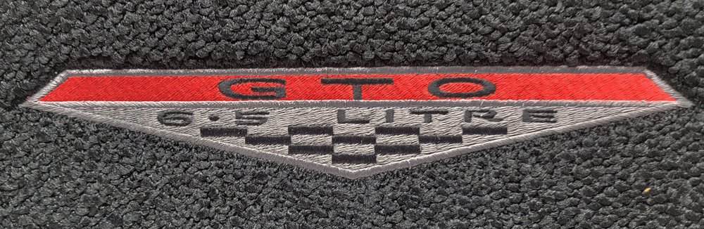 1966 Pontiac GTO/LeMans/Tempest CARPETED FLOOR MAT SET EMBROIDERED WITH GTO CREST 6.5 EMBLEM - 4 PIECE SET | IN2868G